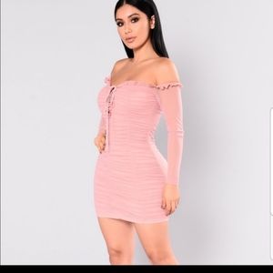 Pink off the shoulder dress
